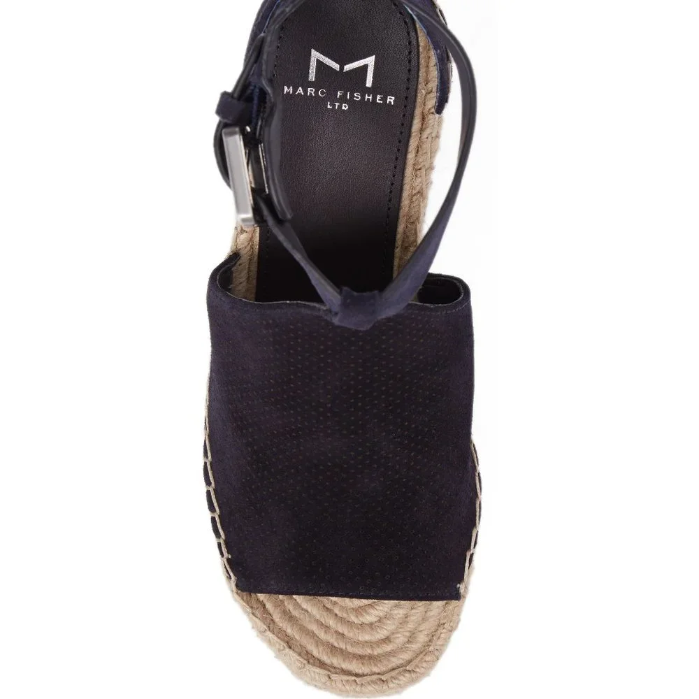 Marc Fisher New Sandal Perf Suede Wedge NWOT Women's 10